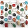 50pcs Lot Queen Size High Quality Natural Semi-precious Stone Rings Include Turquoise Opal Rose quartz Etc271j