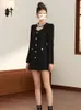 1003 L 2023 Runway Dress Crew Neck Long Sleeve Dress Empire Black Brand Same Style Dress Flora Print High Quality Womens Clothes changji