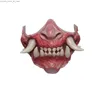 Maschere per feste Copertura per il viso Mezza faccia Denti spaventosi Halloween-Demone Oni Maschera per feste Giocattolo Asia Mascelle Zanne Mezza faccia Cosplay Prop Costume Samurai Q231007