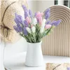 Ghirlande di fiori decorativi 32 cm Fiore artificiale floccaggio Lavanda Pianta esterna finta Giardino domestico Decorazione ristorante Consegna goccia Dhg85