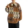 Męskie swetry luźne sweter w stylu świąteczny w stylu świąteczny łosieł łosia przytulna gruba dzianowa pullover na jesień/zimę garderobę