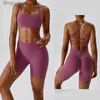 Активные наборы из двух частей для фитнеса и йоги, женский однотонный маслянистый мягкий спортивный костюм, одежда для пилатеса на открытом воздухе, дышащая одежда для тренировокL231007