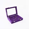 Torebki biżuterii szanbana fiolet 7slots aksamitny pierścień wyświetlacza pudełko kolczyki