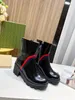 Designer de luxe noir talon haut tête ronde fermeture éclair latérale semelle en caoutchouc de veau bottes à talons épais femmes 35-42 avec boîte