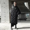 Parkas en duvet pour femmes noir foncé hiver japonais Kimono bretelles Robe hiver chaud épais ample Long coton manteau veste femme tempérament Parkas 231007