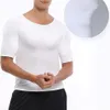 メンズボディシェイパーメンズシェイパー偽筋肉胸Tシャツ偽の肩パッド付き下着コンプレッションTシャツ3030
