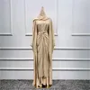 Ethnische Kleidung Eid Muslimische Frauen Passendes Set Offener Kimono Abaya Maxikleid Wickelrock Islamischer Ramadan Dubai Robe Türkei Kaftan Kaftan