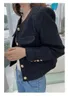Kurtki damskie Tingfly Designer Mash Button Single Bered Krótki płaszcz Jacke Women Vintage Elegancki Tweed Black Cosaco Traf Traf Ubrania 231006