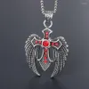 Pendant Necklaces MIQIAO Stainless Steel Titanium Red Zircon Gothic Eagle Vintage Collar Chains Necklace For Men Women Jewelry Gif272S