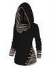 Dameshoodies Sweatshirts Tribal Geometrische Gestreepte Gebreide top met capuchon en capuchon Lange mouwen Mock Button Gebreid Dames Casual Etnisch Top met capuchon 231007