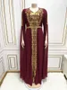 Ethnic Clothing 2023 Abaya Dress Autumn Muslim Fashion Long Sleeve V-neck Chiffon Green White Sequin Kaftan Abayas For Women