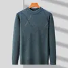 Men's Sweaters Autumn Winter Men Casual Sweater Fashion Business Solid Color Printed Pullover Knitting Male Gray Green Blue