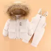 Ensembles de vêtements Hiver bébé fille Snowsuit à capuche chaud doudoune pour bébé garçon salopette pour bébé 1-3 ans enfant en bas âge 2 pièces ensemble de vêtements tenue 231006