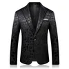 Men Crocodile Pattern Wedding Suit Black Blazer Jacket Slim Fit Stylish Costumes Stage Wear For Singer Mens Blazers Designs 9006 S286S