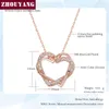 Pendentif Colliers Zhouyang Top Qualité Coeur à Rose Gold Couleur Collier Bijoux Fabriqué avec Autriche Crystal N062 N063