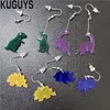 KUGUYS gioielli in acrilico moda personalizzato acrilico trasparente orecchini pendenti lunghi regalo colori multicolori piccolo dinosauro ciondola l'orecchino per Wome278O