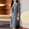 Two Piece Dress UNXX Korean Casual Elegant Blazer Outfits Autumn Stylish Office Lady Sets Long Sleeve Short Coat And Midi Skirts Suit