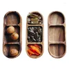 Plates 3Pcs Wood Snack Small Dessert Plate Sushi Dishes Vintage Sauce Container Mini Fruit Nuts Serving Tray Wooden Tableware