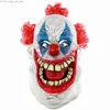 Masques de fête Masque de clown de cheveux rouges Cosplay Rôle effrayant Horreur Joker Latex Casque intégral Halloween Mascarade Party Headwear Costume Prop Q231007