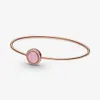 Hög polering 100% 925 Sterling Silver Pink Swirl Bangle Rose Gold Armband Fashion Women Wedding Engagement Smycken Tillbehör2772