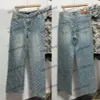 xinxinbuy Men women designer pant Paris Letter jacquard fabric Jeans wash Denim 1854 Spring summer Casual pants blue khaki Grey M-2XL