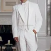 Men's Suits White Men Tail Coat With Double Breasted 3 Piece Wedding Tuxedo For Groom Man Fashion Costumes Jacket Vest Pants