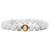 Strand 10sts Copper Baseball White Howlite Stone Pärlor Armband Buddha Sport Energy Reki Yoga Jewelry317W