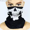 Masques de fête Multi-fonctionnel Crâne Noir Bandana Casque Camping Halloween Cou Masque Facial Paintball Ski Sport Bandeau Randonnée Foulards Q231009