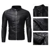 Vêtements de moto hommes Slim PU vestes en cuir automne hiver vêtements d'extérieur chauds fermeture à glissière col montant Faux noir Biker manteau