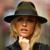 Wide Brim Hats Bucket 100% wool wide padded felt Trilby bow Fedora hat suitable for elegant ladies winter autumn and cashmere black gang church hats 231006