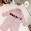 designer Warm knitted bodysuit kids Cotton jumpsuits Size 66-90 CM Classic striped logo zipper crawling suit Oct05