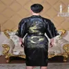 Shanghai Story Chinese Men's Robe Embroidery Kimono Bath Gown Dragon men sleepwear 5 colours Size M --XXXL270G