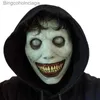 Themakostuum Halloween Terror Latex Masker Gelukkig Exorcist Masker Glimlach Witte Ogen Demon Hoofddeksel Halloween Party plies COS Kom DressingL231005
