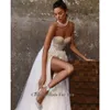 Semplice abito da sposa lungo una linea per la sposa manica lunga scollo a V abiti da sposa sexy abiti da sposa lunghi abiti da spiaggia Boho111