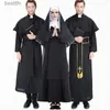 Thème Costume 1PC Femmes Adultes Nonnes Traditionnelles Vient Robe Noire Religieux Catholique Prêtre Sœur Vêtements Cosplay Party DressL231007