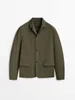 Herrenjacken MassimoDutti Casual Outdoor Premium Lightweight Khaki Green Polo Coat Jacket