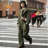 Pantaloni da donna YANGHAOYUSONG Tuta da lavoro verde militare Stile coppia Street Shooting Star Cotone sciolto di grandi dimensioni