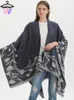 Lenços em mulheres capas moda imitação cashmere borlas dupla divisão tulipa padrão combinado senhora xale cachecol luxo cardigans 231007