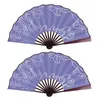 Dekorativa figurer Lyckliga vintage stora kinesiska dansfläktar Bambu Silk Folding Fan Decoration Costume Hanfu Prop Men Women Accessories