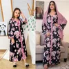 Ethnic Clothing Mother Daughter Family Matching Clothes Elegant Black Floral Maxi Dress Middle East Muslim Parent-Child Outfits 2023 Eid