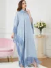 Casual Kleider Nahen Osten Kleidung Frauen Quasten Volle Länge Kleid Muslim Islamischen Lose Abaya Kaftan Dubai Mode Kleid Marokkanische Robe