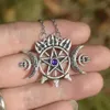 Collares pendientes Sigilo de Hécate Collar de pentagrama de triple luna Joyería gótica Wicca Collares colgantes Colgante 315D