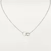 Novo design clássico duplo laço encantos pingente amor colar para mulheres meninas 316l titânio aço jóias de casamento colares collier245r