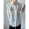 Męskie koszule 2023 Chińskie koszulę design sens haft grzywki Nisza z długim rękawem senior