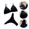 Maillots de bain pour femmes Nylon 1 Set Bonnes femmes Bikini Tops Slips Beachwear Couleur noire Costumes de bain respirant pour femme