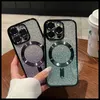 iPhone 11 12 13 14 15 Pro Max 15 Plusソフトシリコン磁気ワイヤレスチャージカバーのMagsafe Plating Gradient Glitterクリアケース