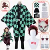 Anime quimono cosplay demon slayers kamado tanjirou kimetsu não yaiba traje adulto crianças roupascosplay