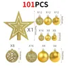 Décorations de Noël 101 pièces boule de noël étoile 6 cm/3 cm en plastique creux mat boule de noël ornements décorations d'arbre de noël pour la fête de noël 231006