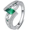 3 kleuren Dames Zilver Kleur Legering Vinger Ring Aquamarijn steen verlovingsring Voor vrouwen Stenen Blauw Rood Groen zirkoon sieraden306p