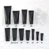 Conteneur de crème pour les mains en plastique PE vide noir, tubes souples cosmétiques à presser, tube cosmétique portable avec bouchon à vis F1403 Oibof